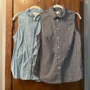 Pair of J. Crew Sleeveless Cotton button down
